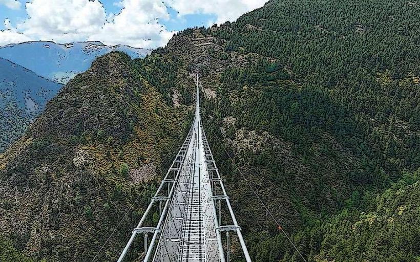 Tibetan bridge over the Vall del Riu