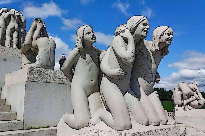 Metal cancer sculpture